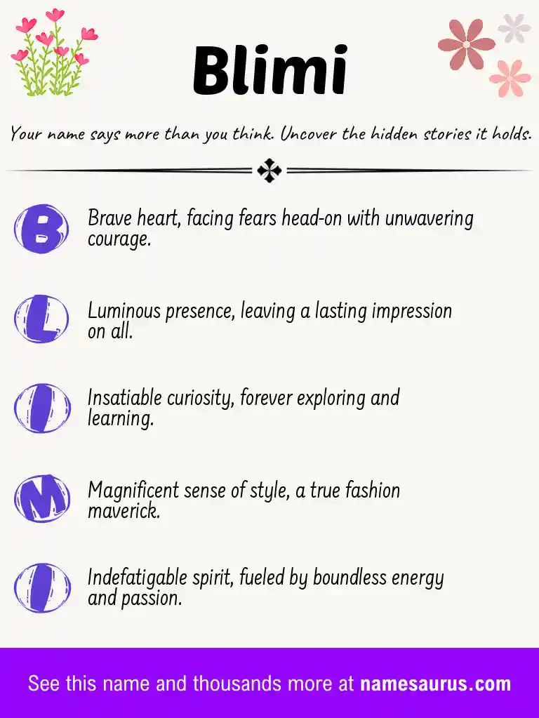 Acrostic poem about Blimi.