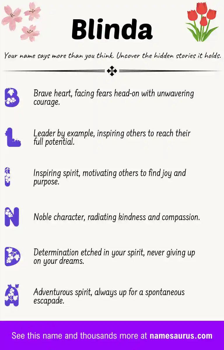 Acrostic poem about Blinda.