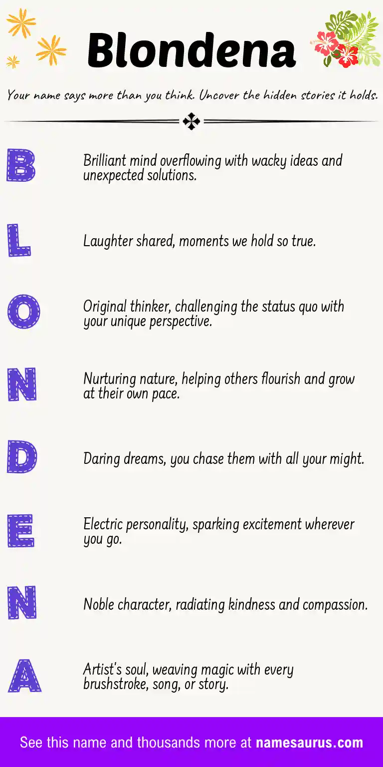 Acrostic poem about Blondena.