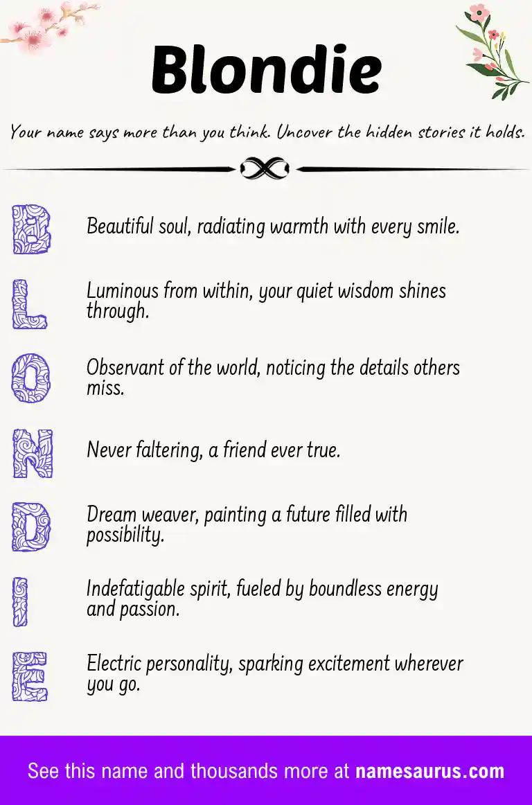 Acrostic poem about Blondie.