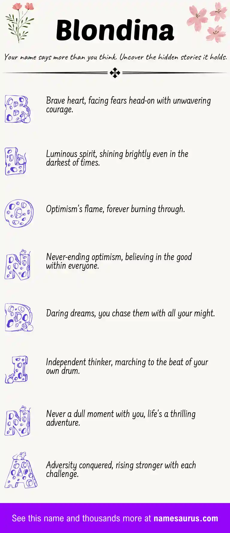 Acrostic poem about Blondina.