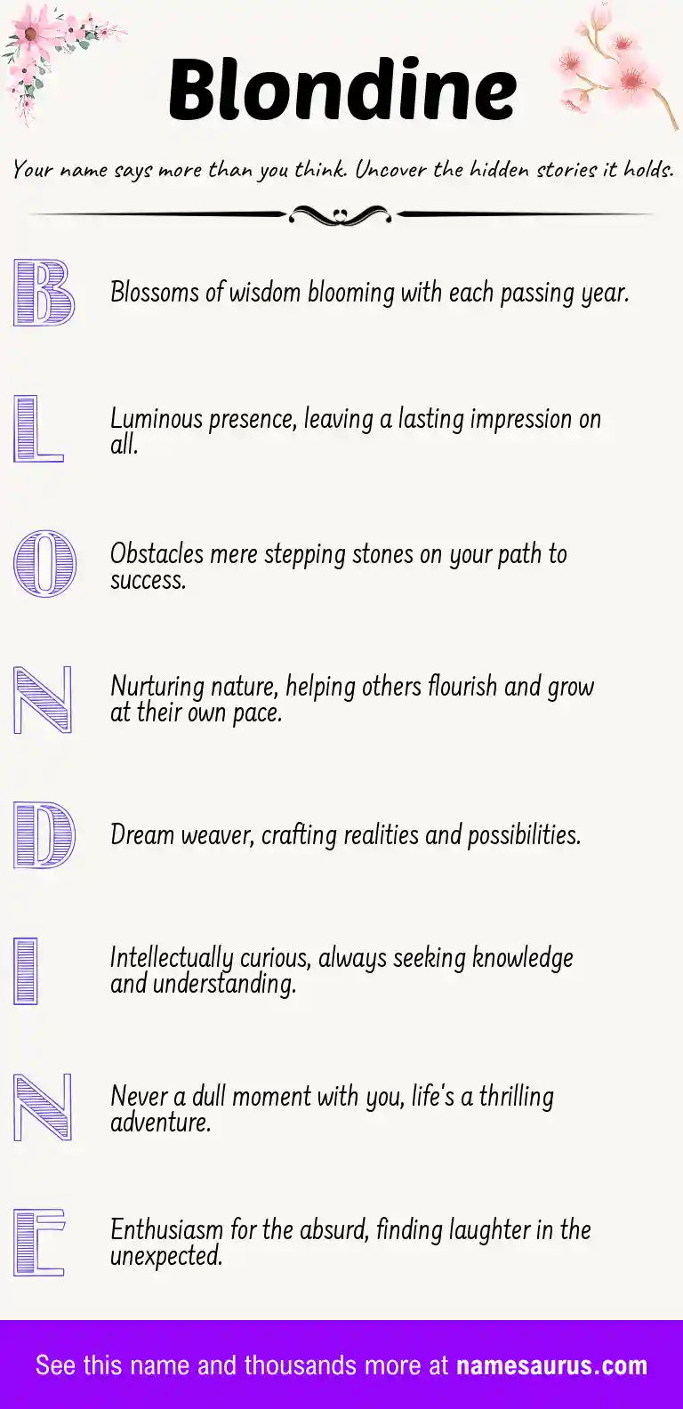Acrostic poem about Blondine.