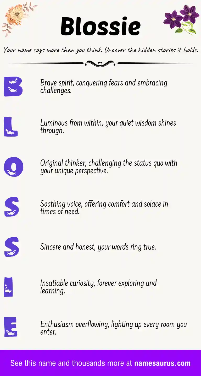 Acrostic poem about Blossie.