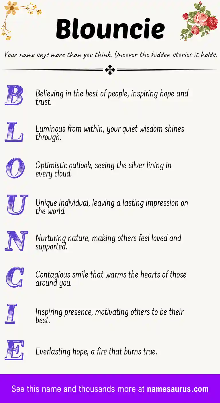 Acrostic poem about Blouncie.