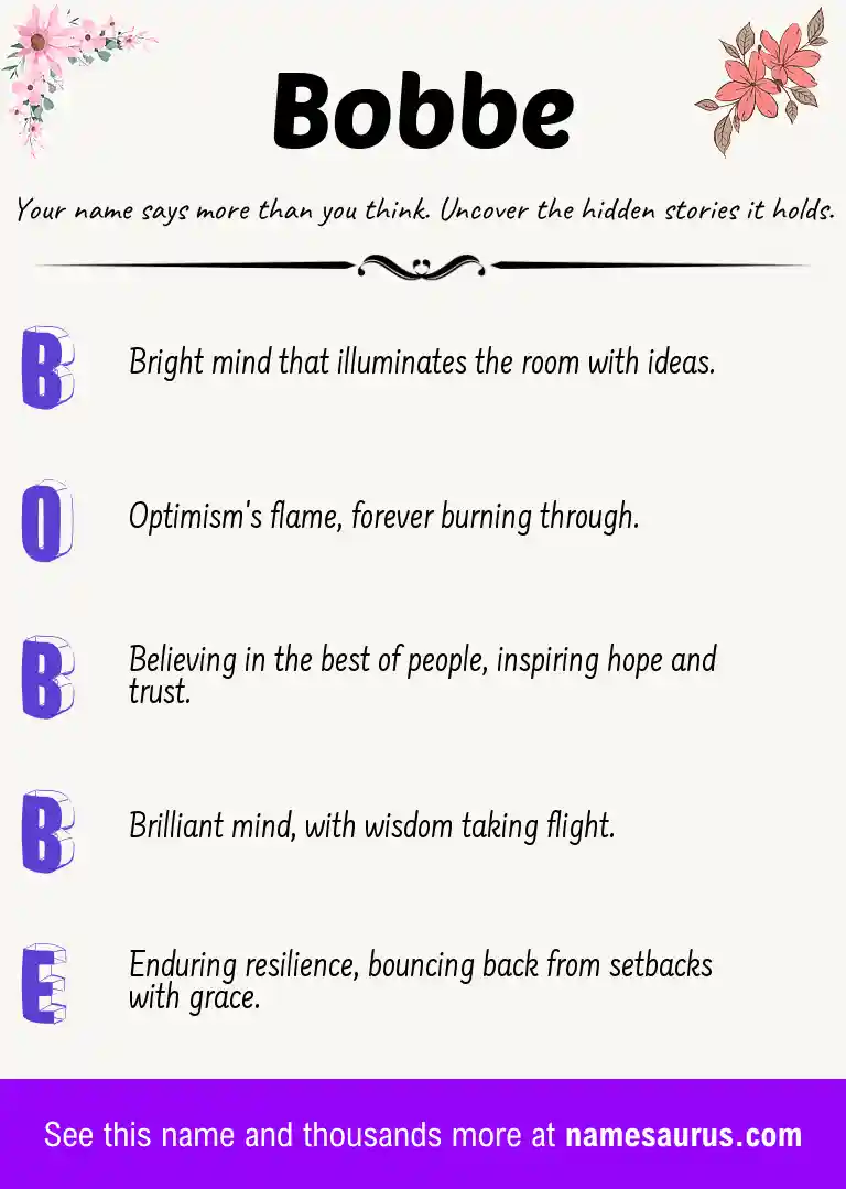 Acrostic poem about Bobbe.