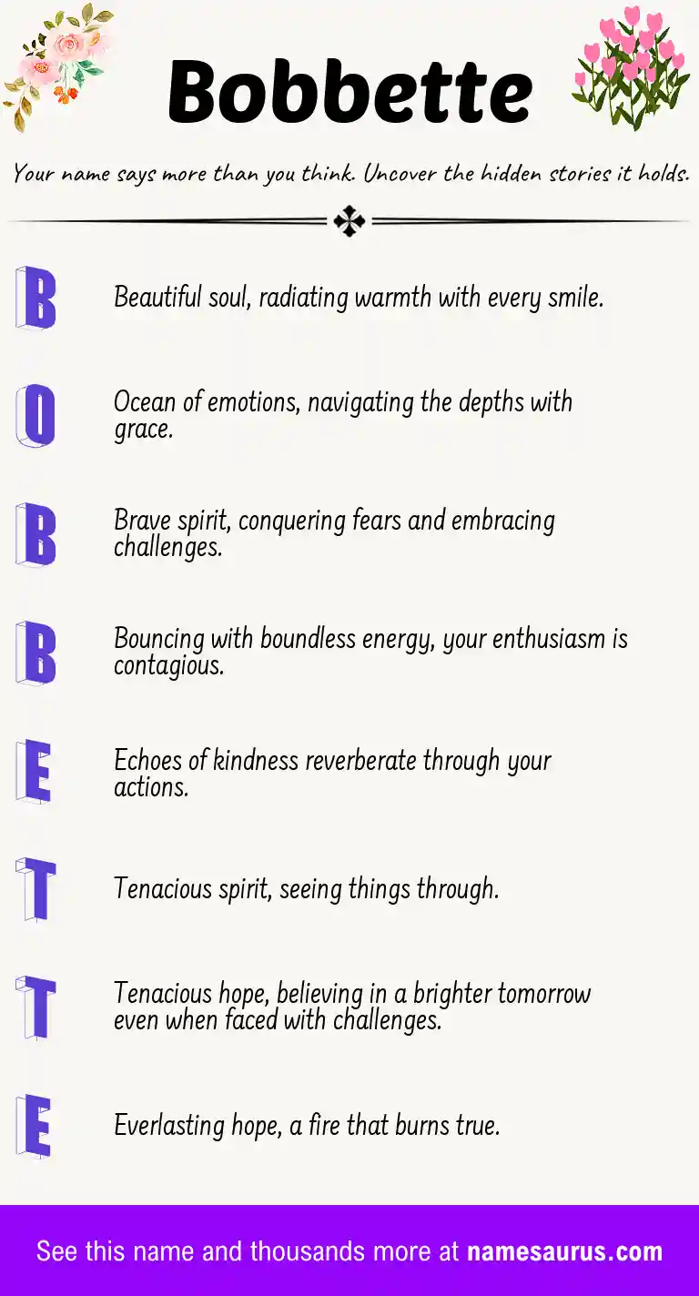 Acrostic poem about Bobbette.