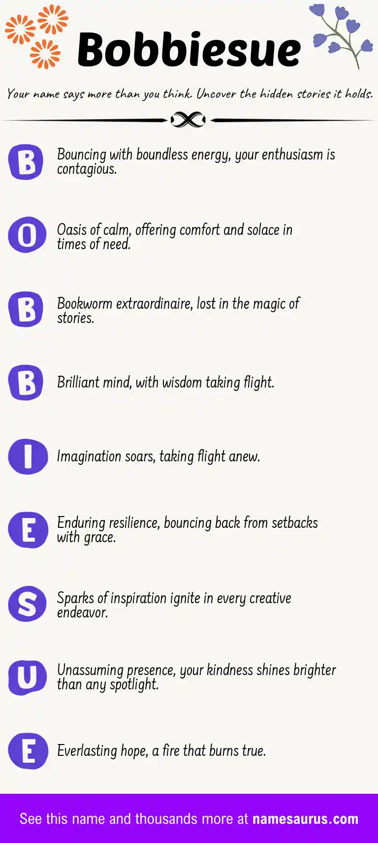 Acrostic poem about Bobbiesue.