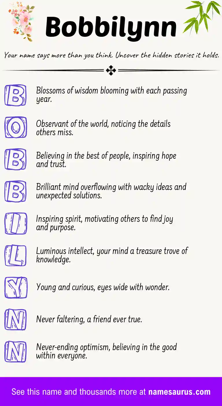 Acrostic poem about Bobbilynn.