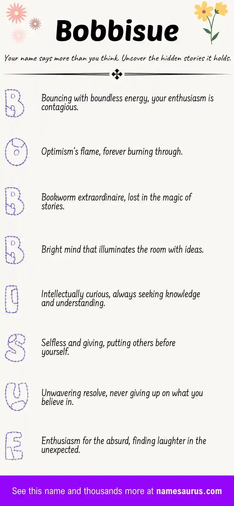 Acrostic poem about Bobbisue.