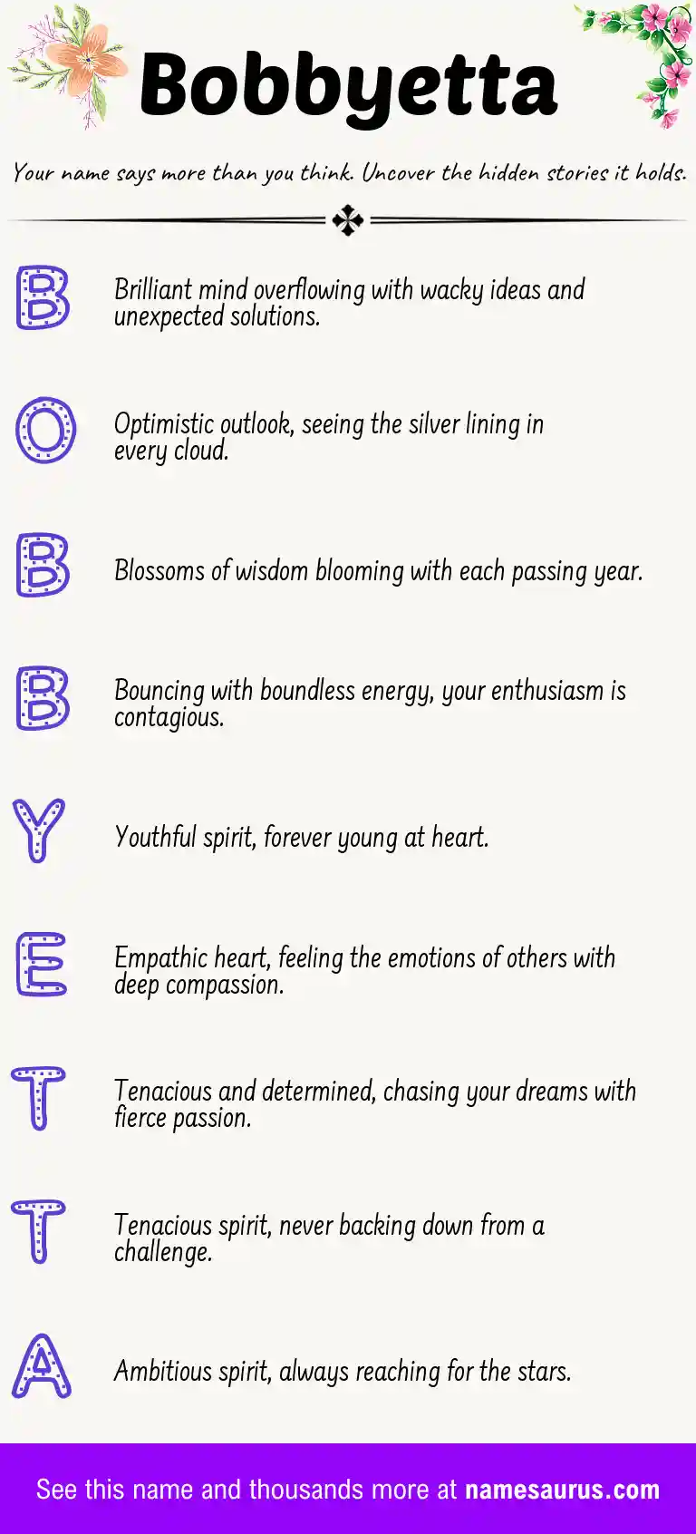 Acrostic poem about Bobbyetta.