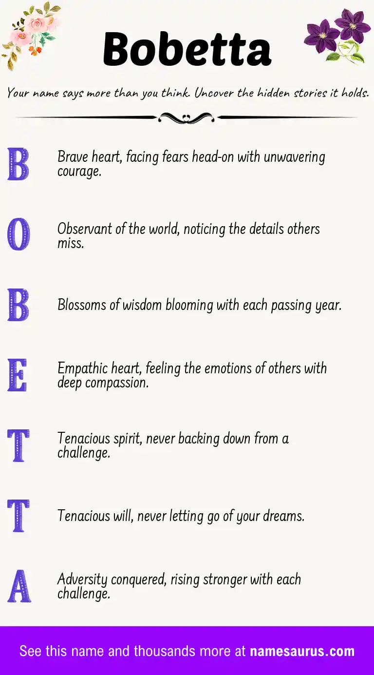 Acrostic poem about Bobetta.