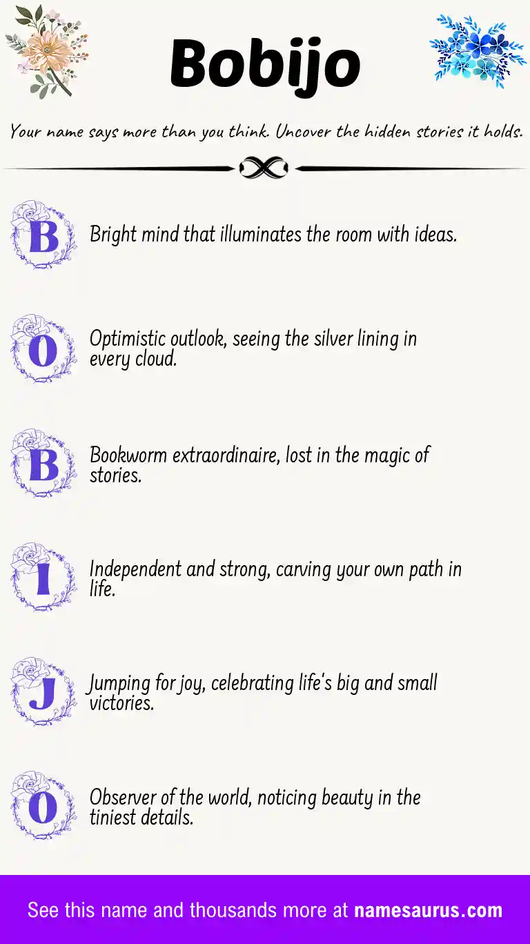 Acrostic poem about Bobijo.