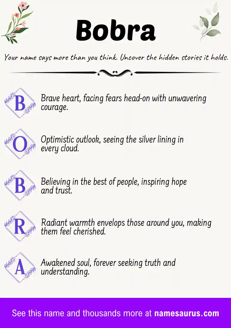 Acrostic poem about Bobra.
