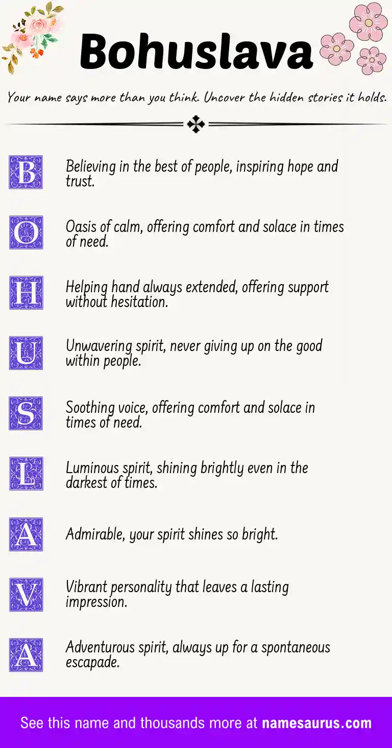 Acrostic poem about Bohuslava.