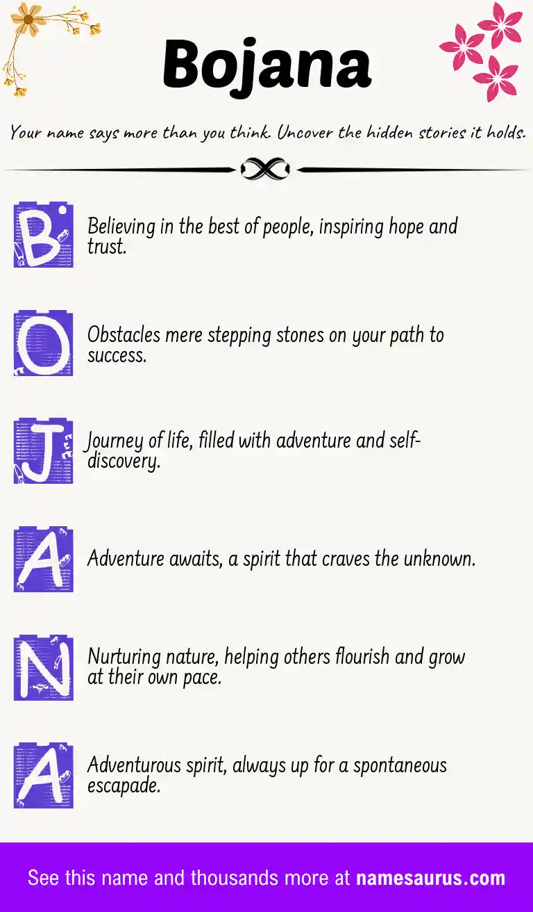 Acrostic poem about Bojana.