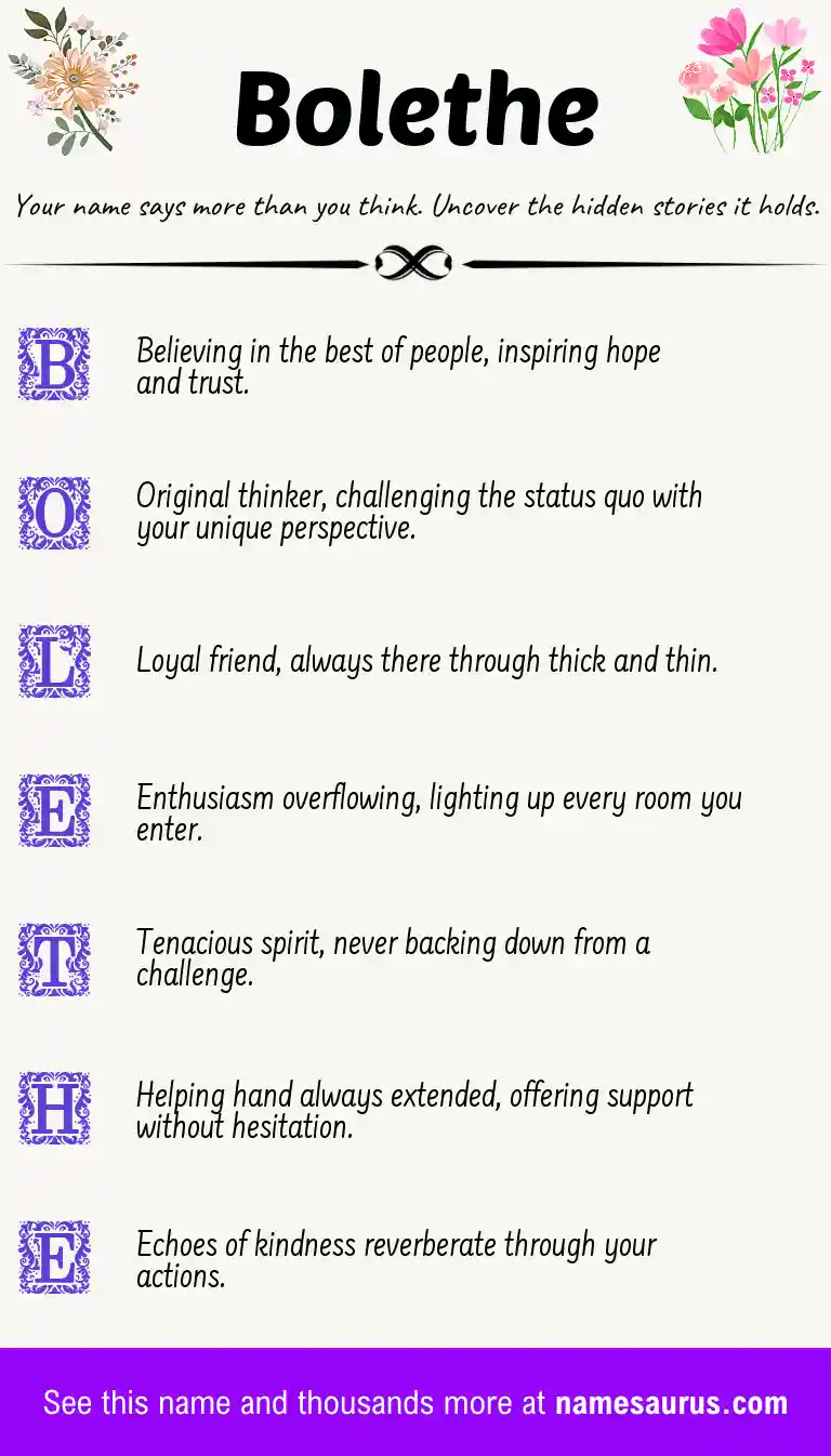 Acrostic poem about Bolethe.