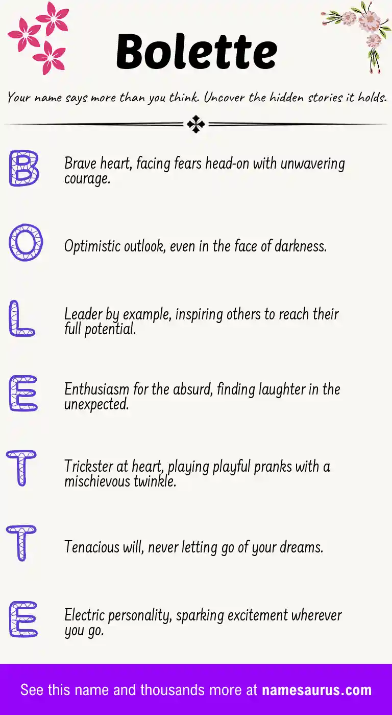 Acrostic poem about Bolette.