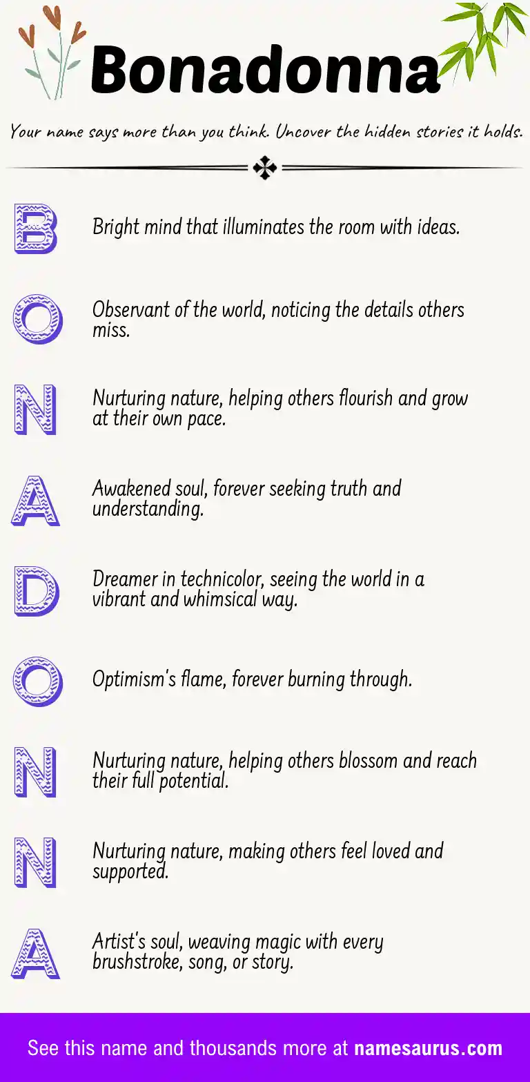 Acrostic poem about Bonadonna.