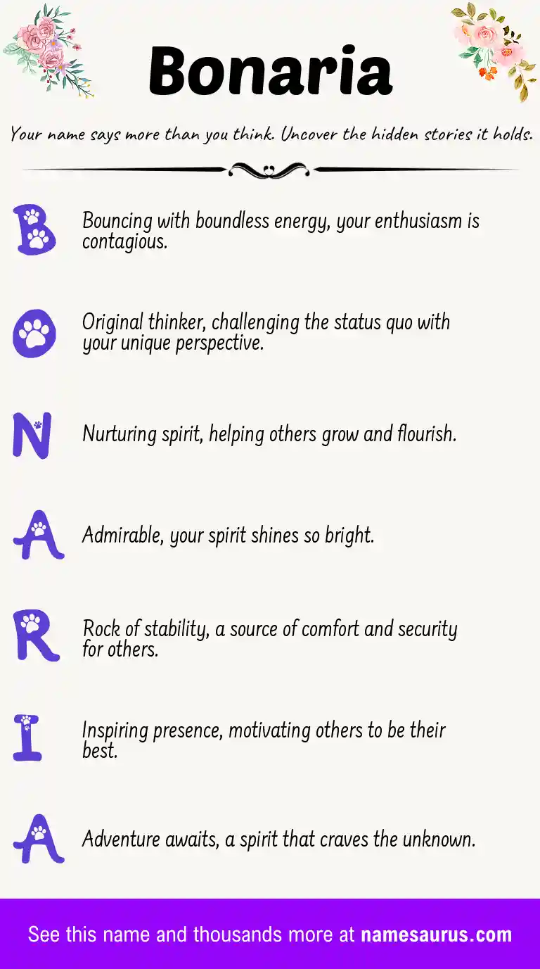 Acrostic poem about Bonaria.