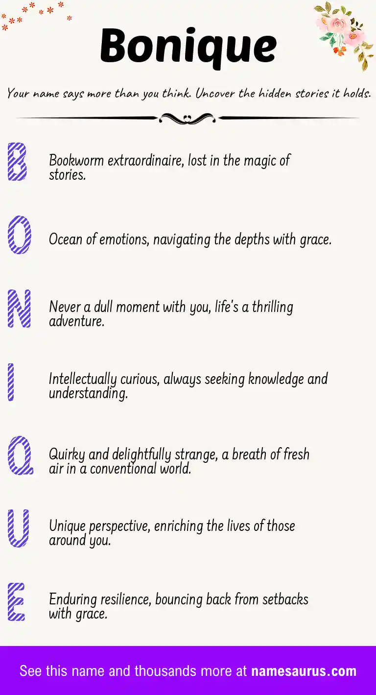 Acrostic poem about Bonique.