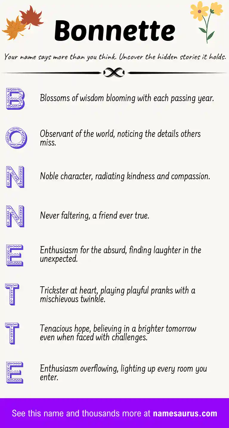Acrostic poem about Bonnette.