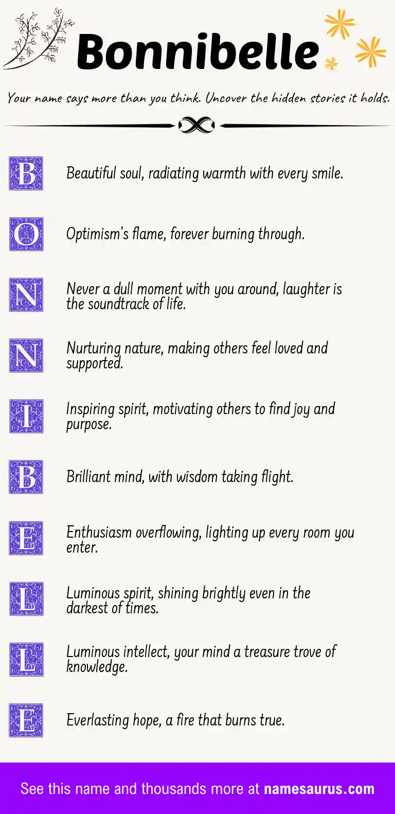 Acrostic poem about Bonnibelle.