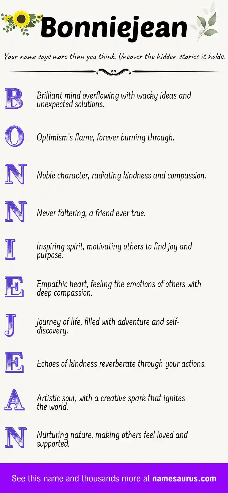 Acrostic poem about Bonniejean.