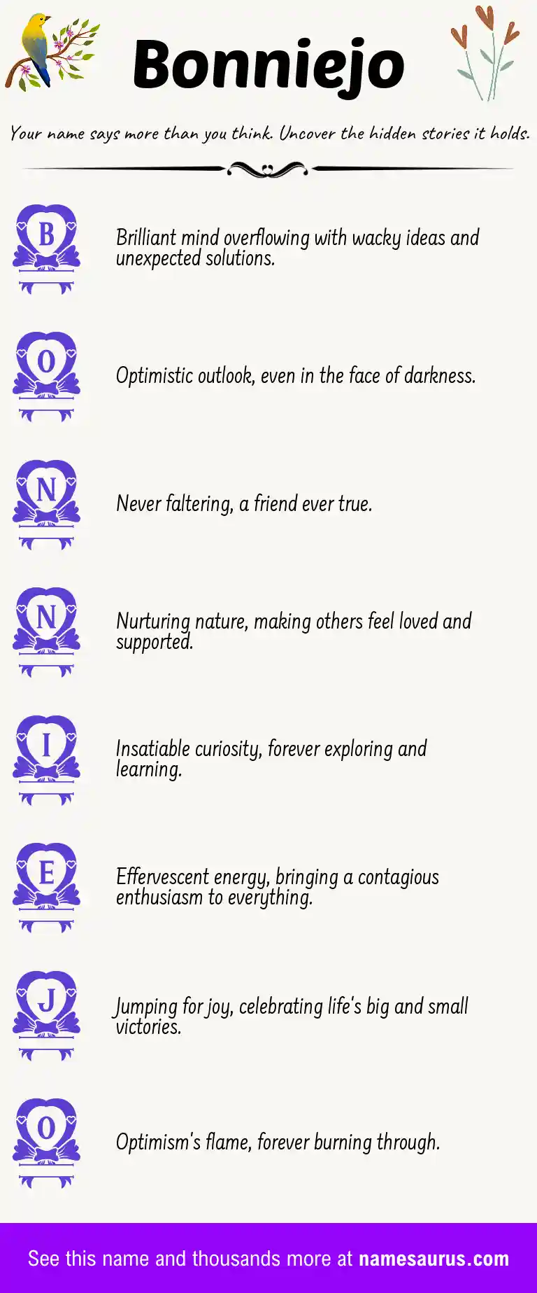 Acrostic poem about Bonniejo.