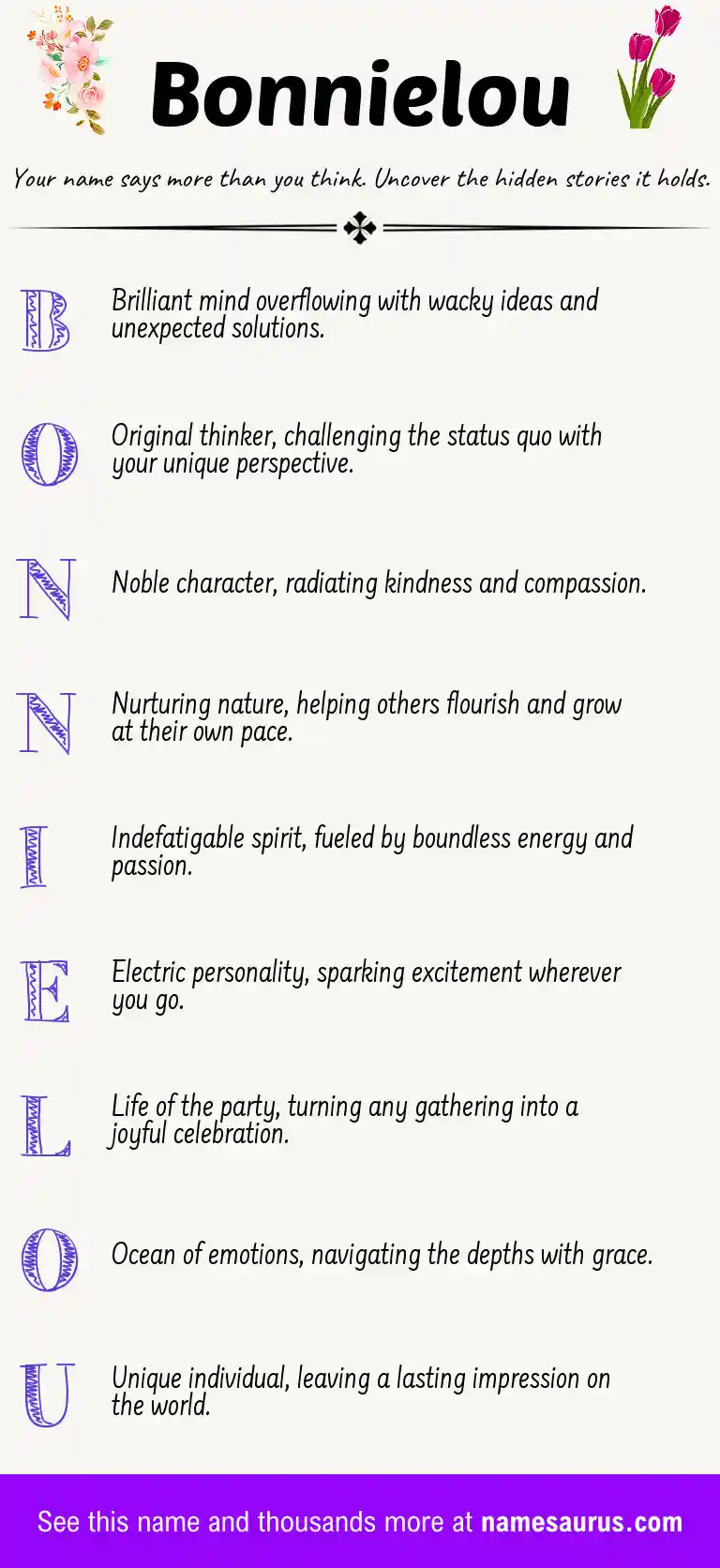 Acrostic poem about Bonnielou.