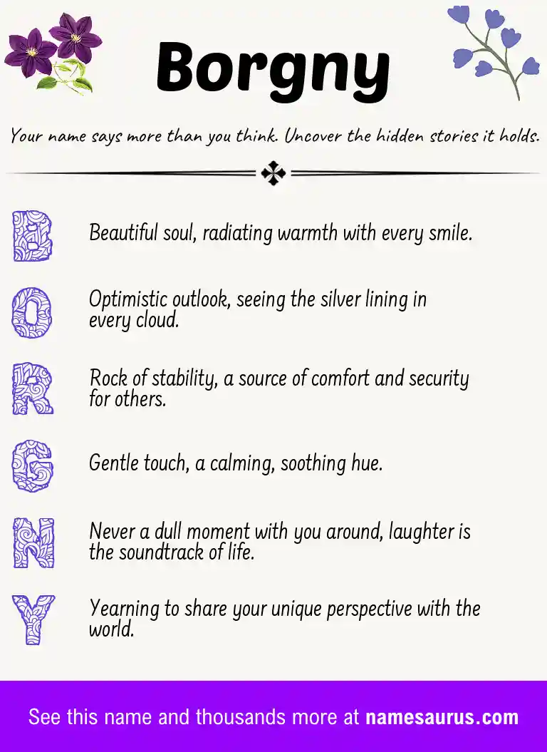 Acrostic poem about Borgny.