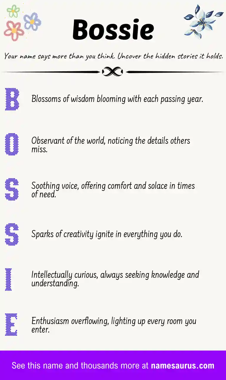 Acrostic poem about Bossie.