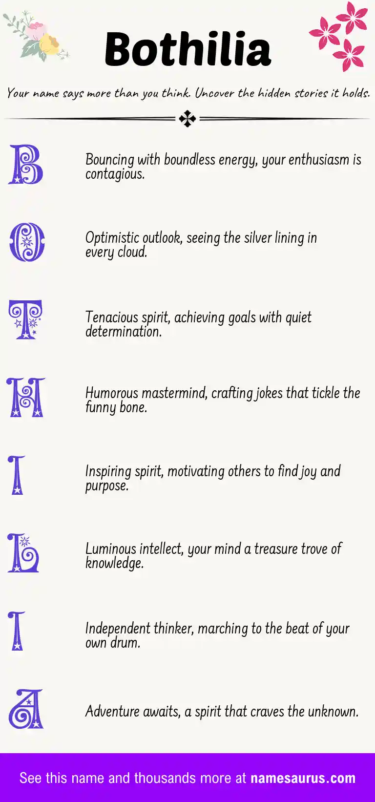 Acrostic poem about Bothilia.