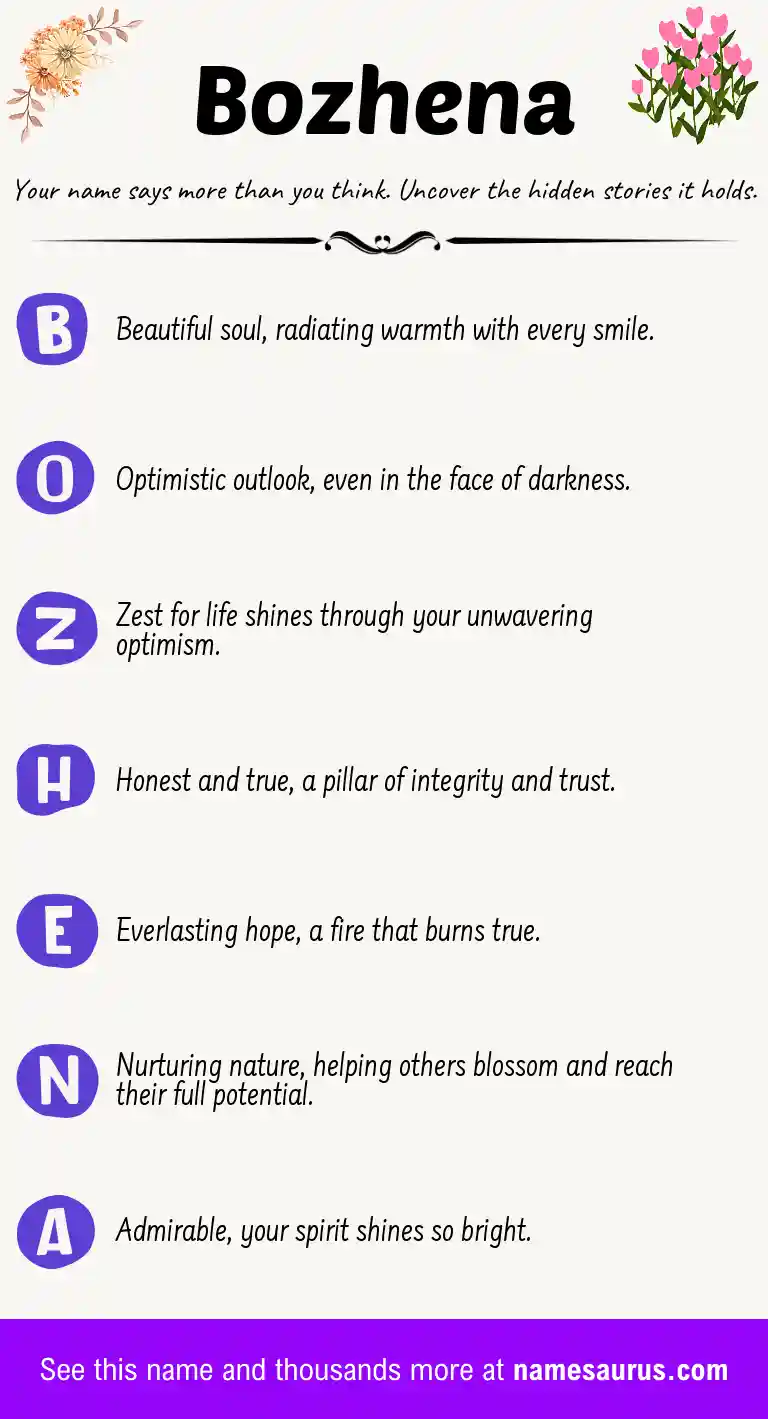 Acrostic poem about Bozhena.