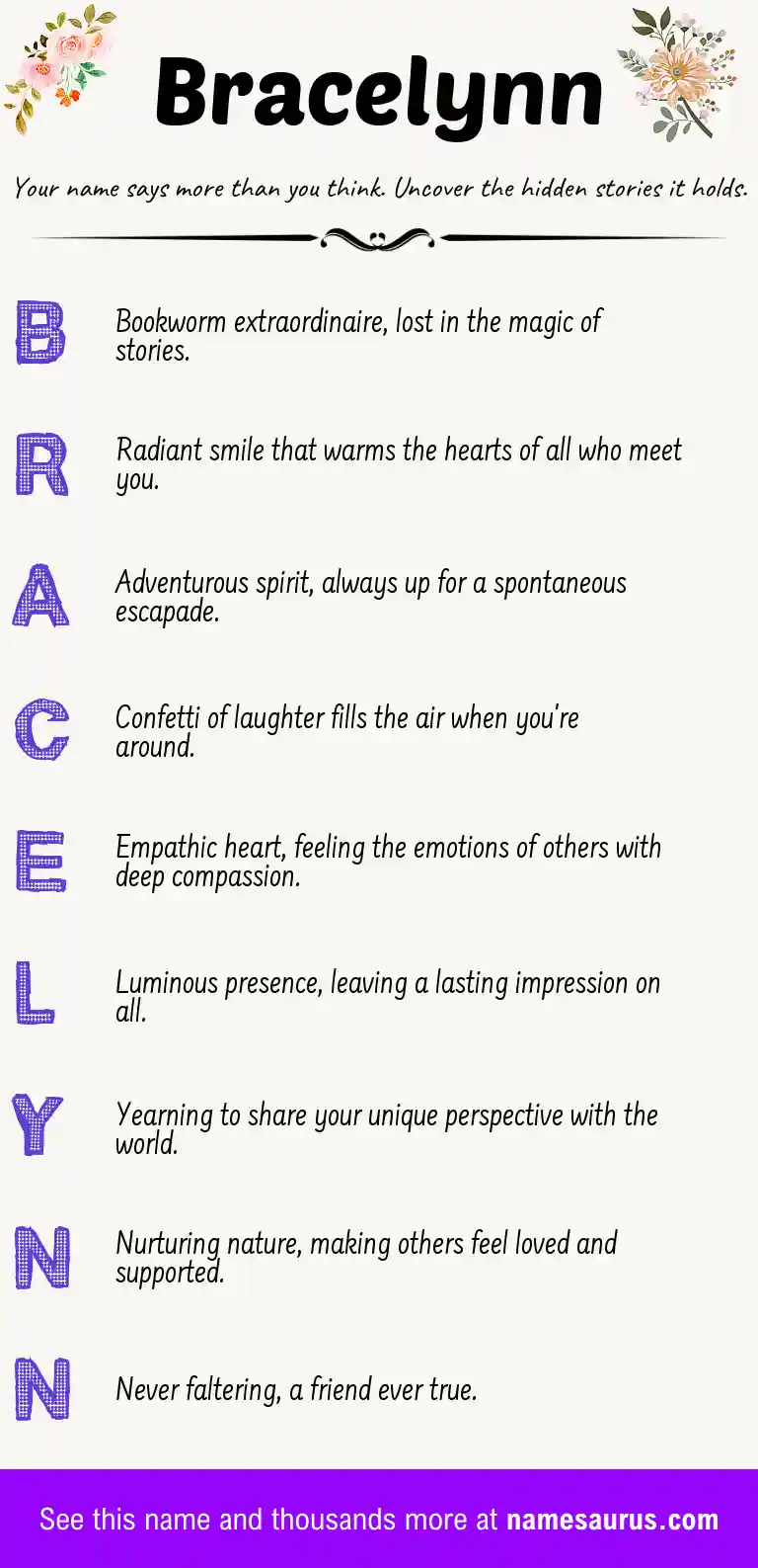 Acrostic poem about Bracelynn.
