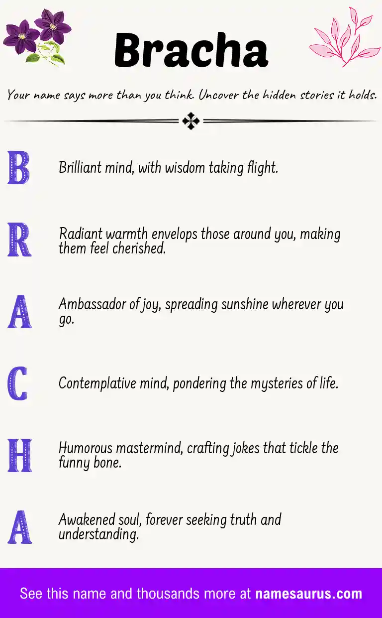 Acrostic poem about Bracha.