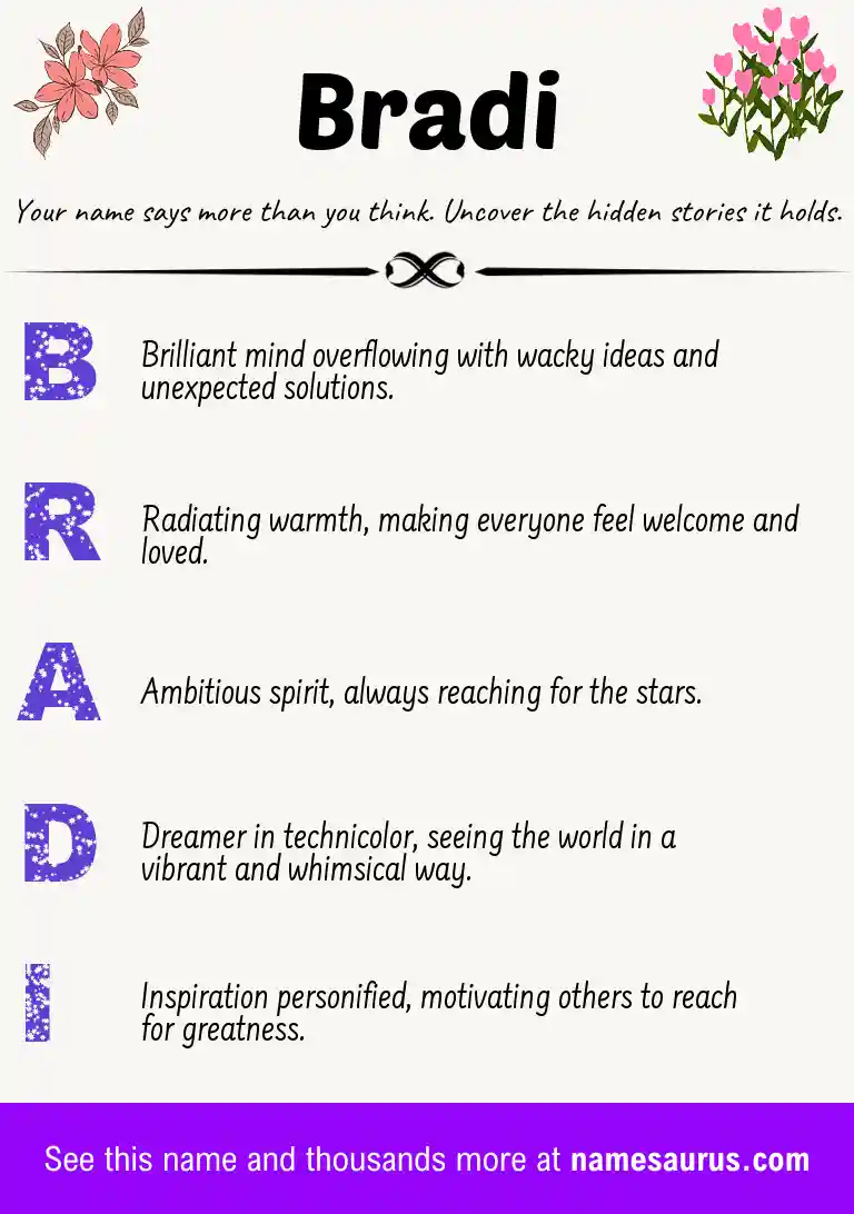 Acrostic poem about Bradi.