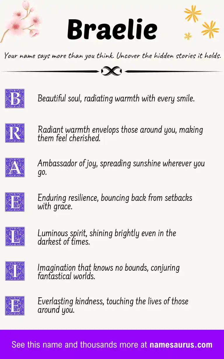 Acrostic poem about Braelie.