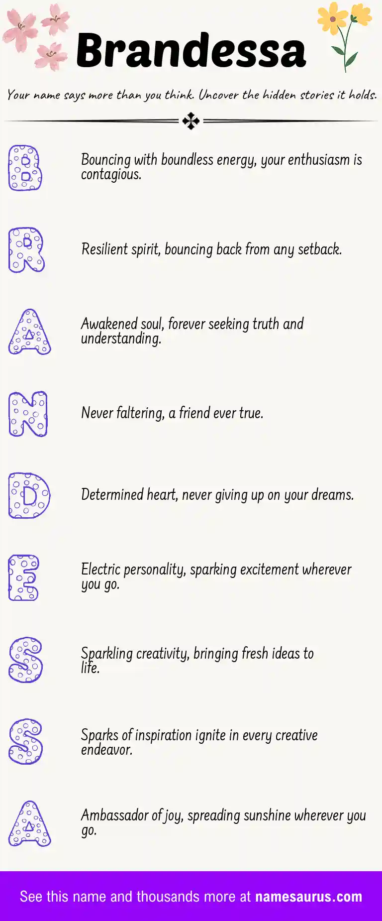 Acrostic poem about Brandessa.