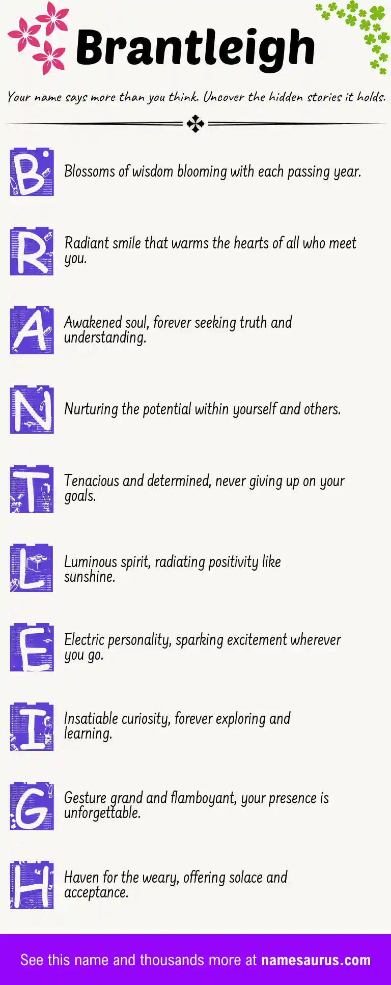 Acrostic poem about Brantleigh.