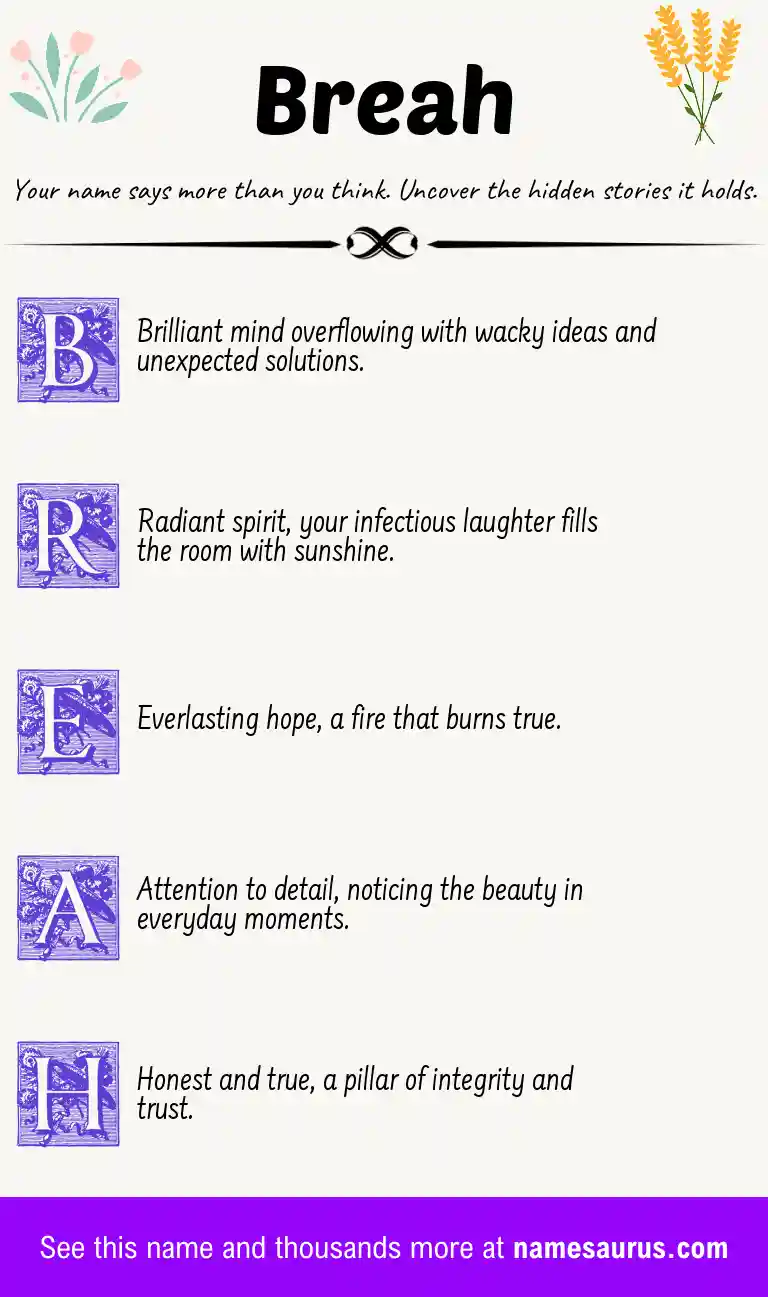 Acrostic poem about Breah.