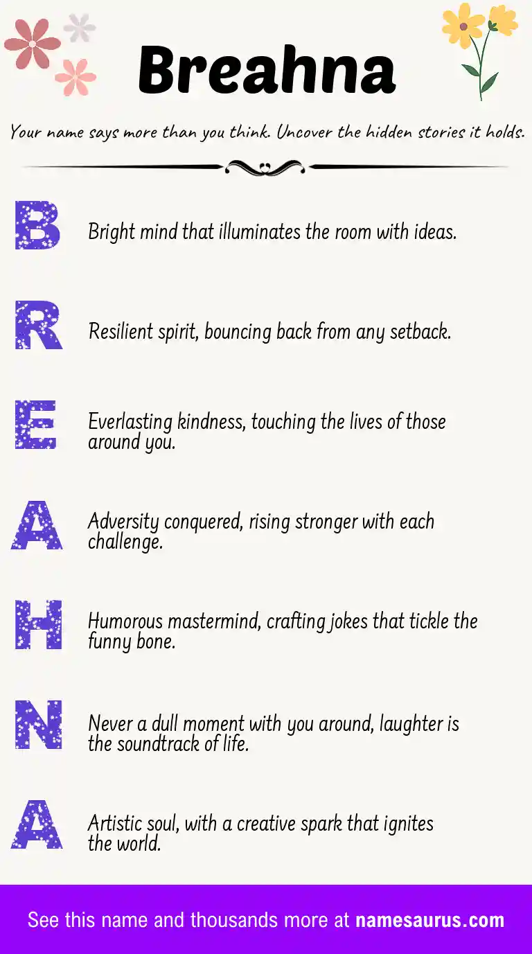 Acrostic poem about Breahna.