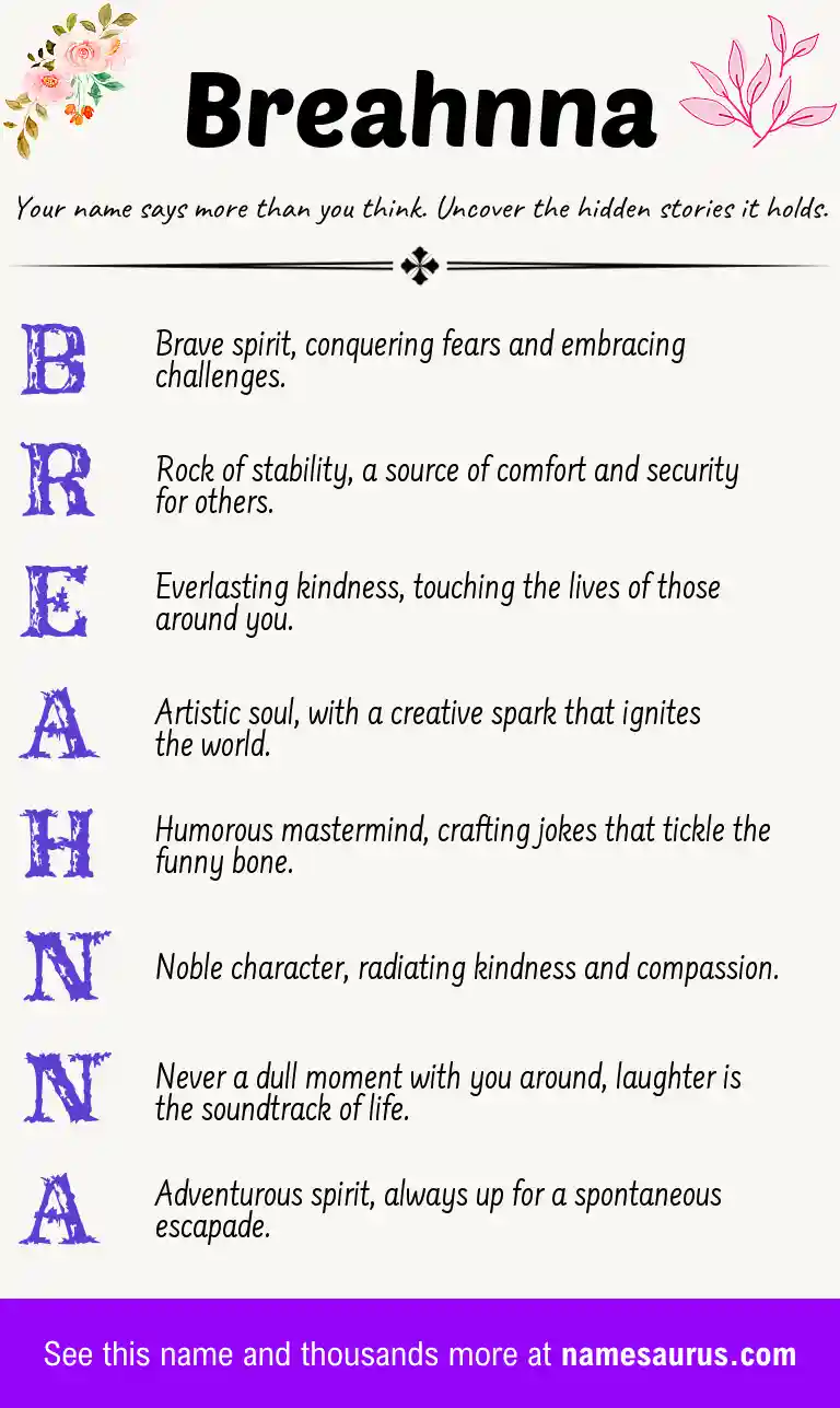 Acrostic poem about Breahnna.