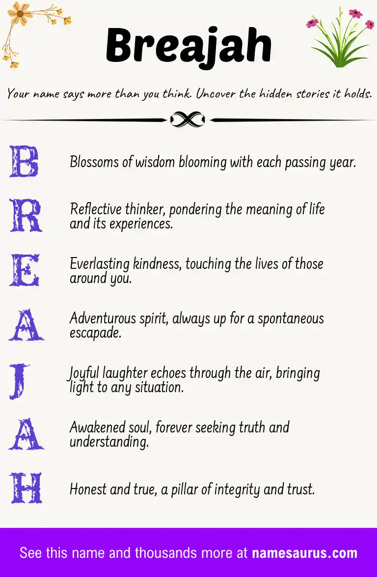 Acrostic poem about Breajah.