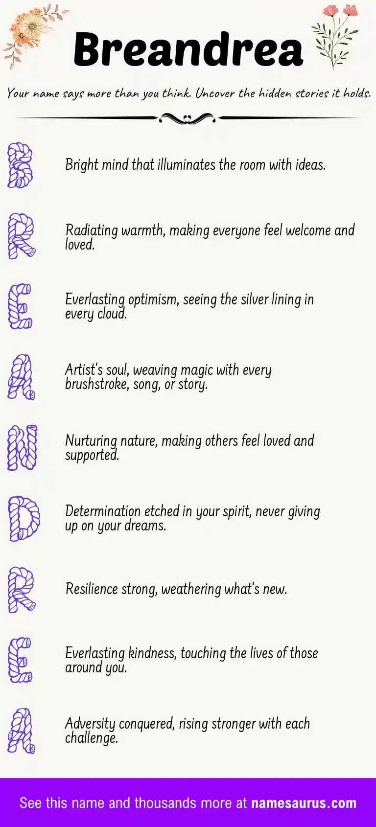 Acrostic poem about Breandrea.