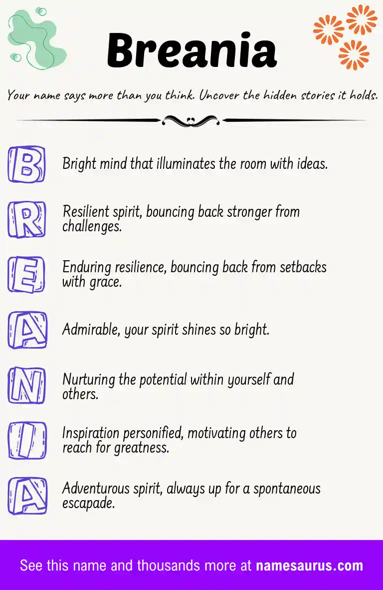 Acrostic poem about Breania.
