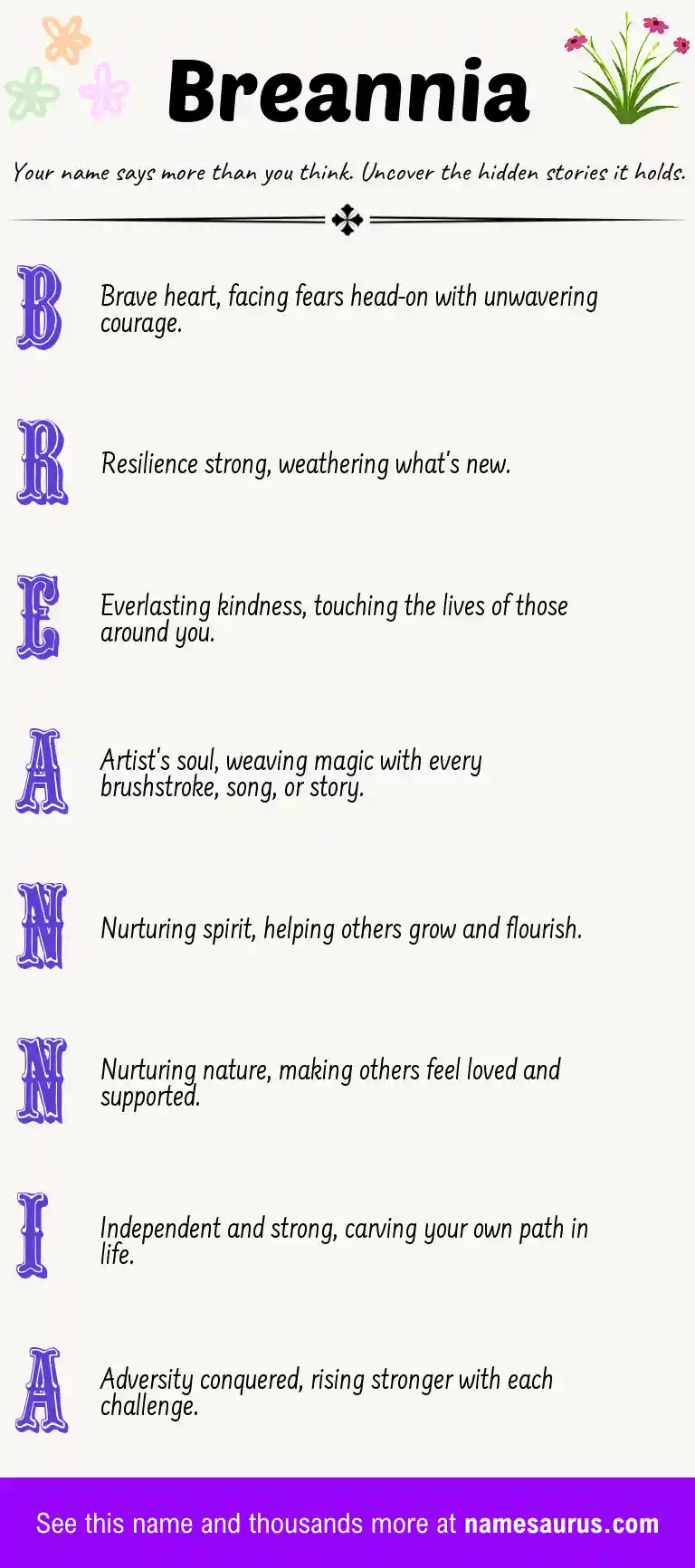 Acrostic poem about Breannia.