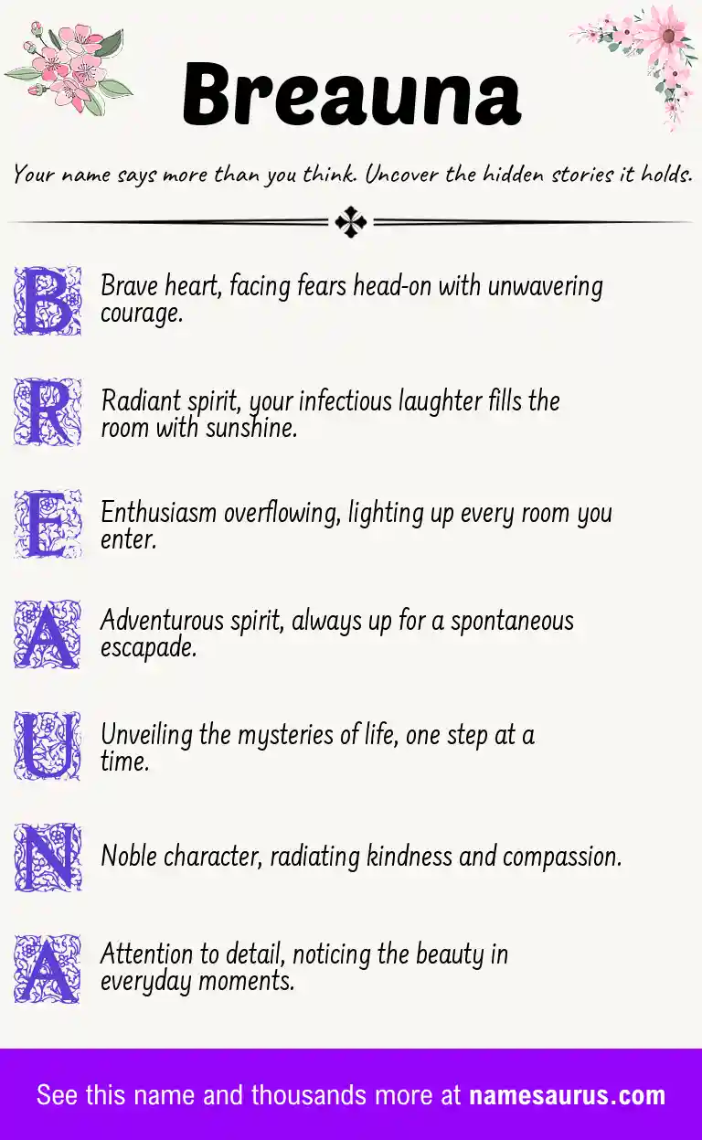 Acrostic poem about Breauna.