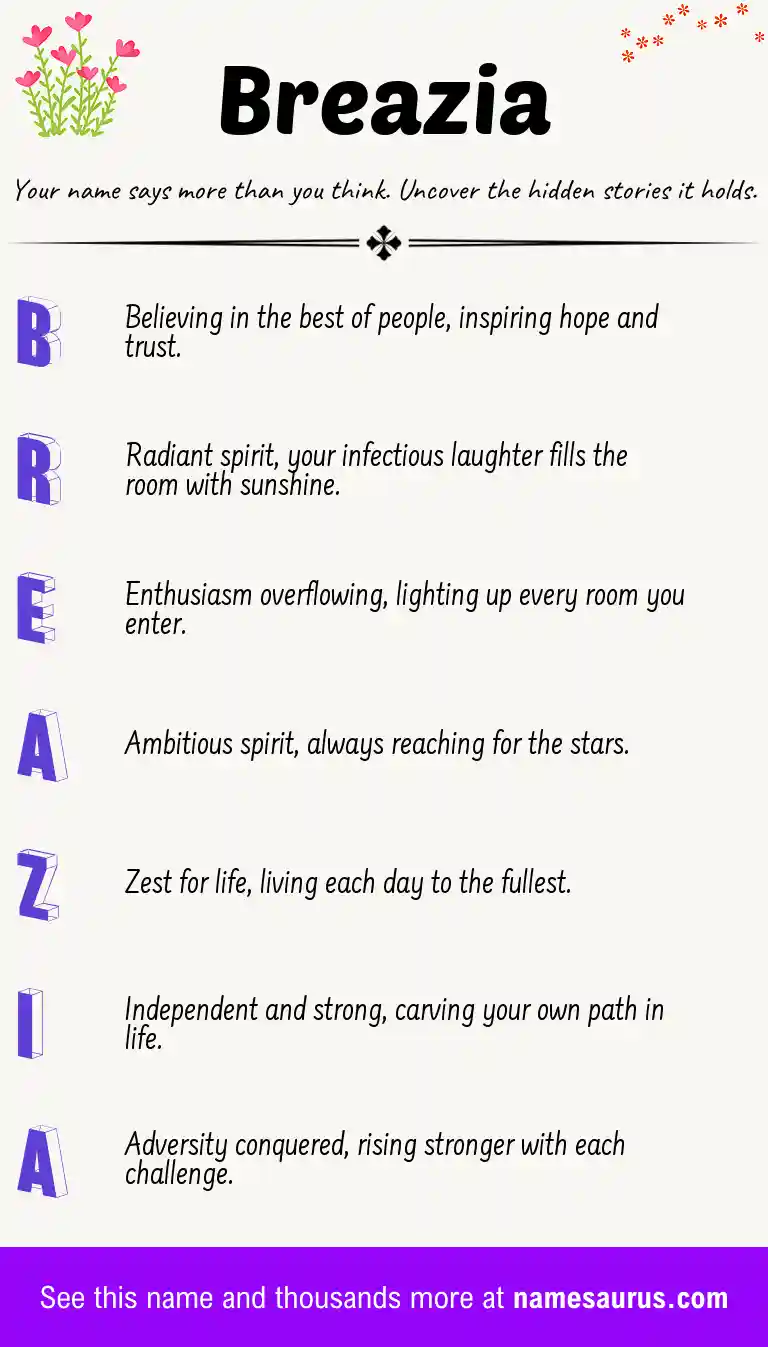 Acrostic poem about Breazia.