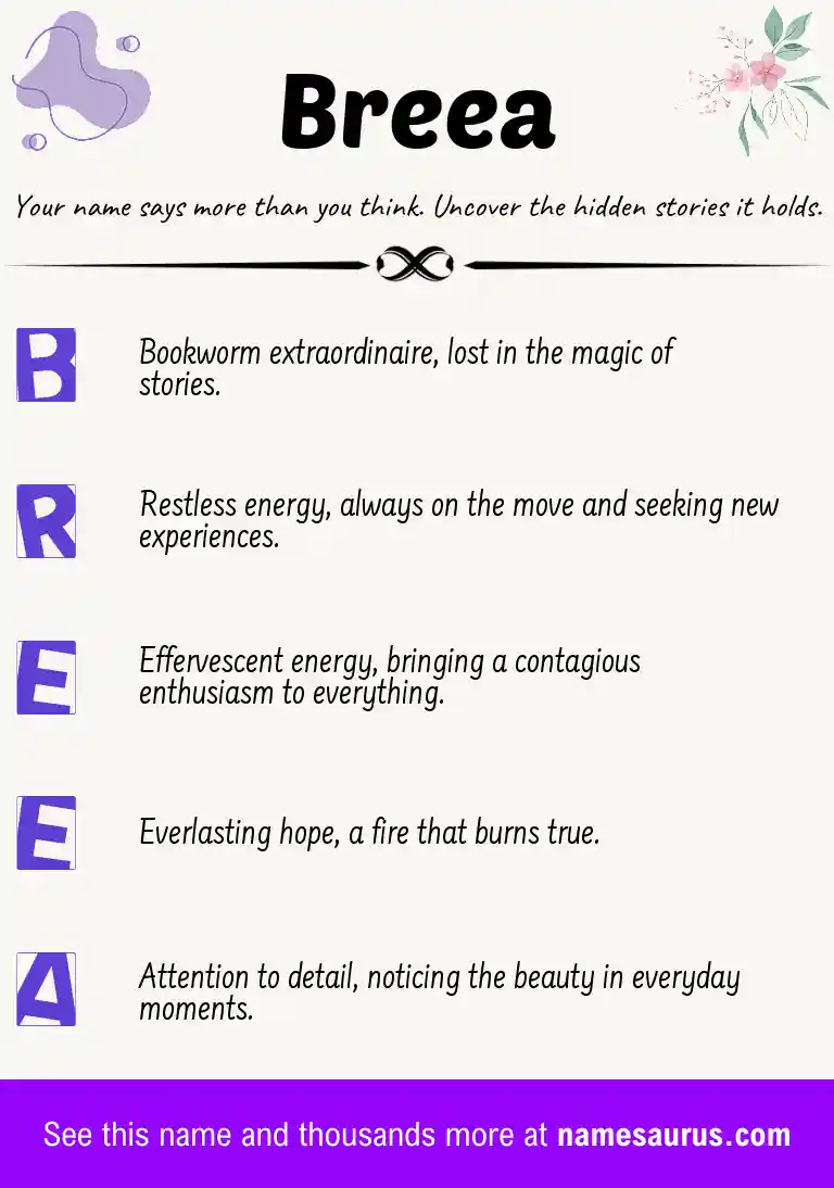 Acrostic poem about Breea.
