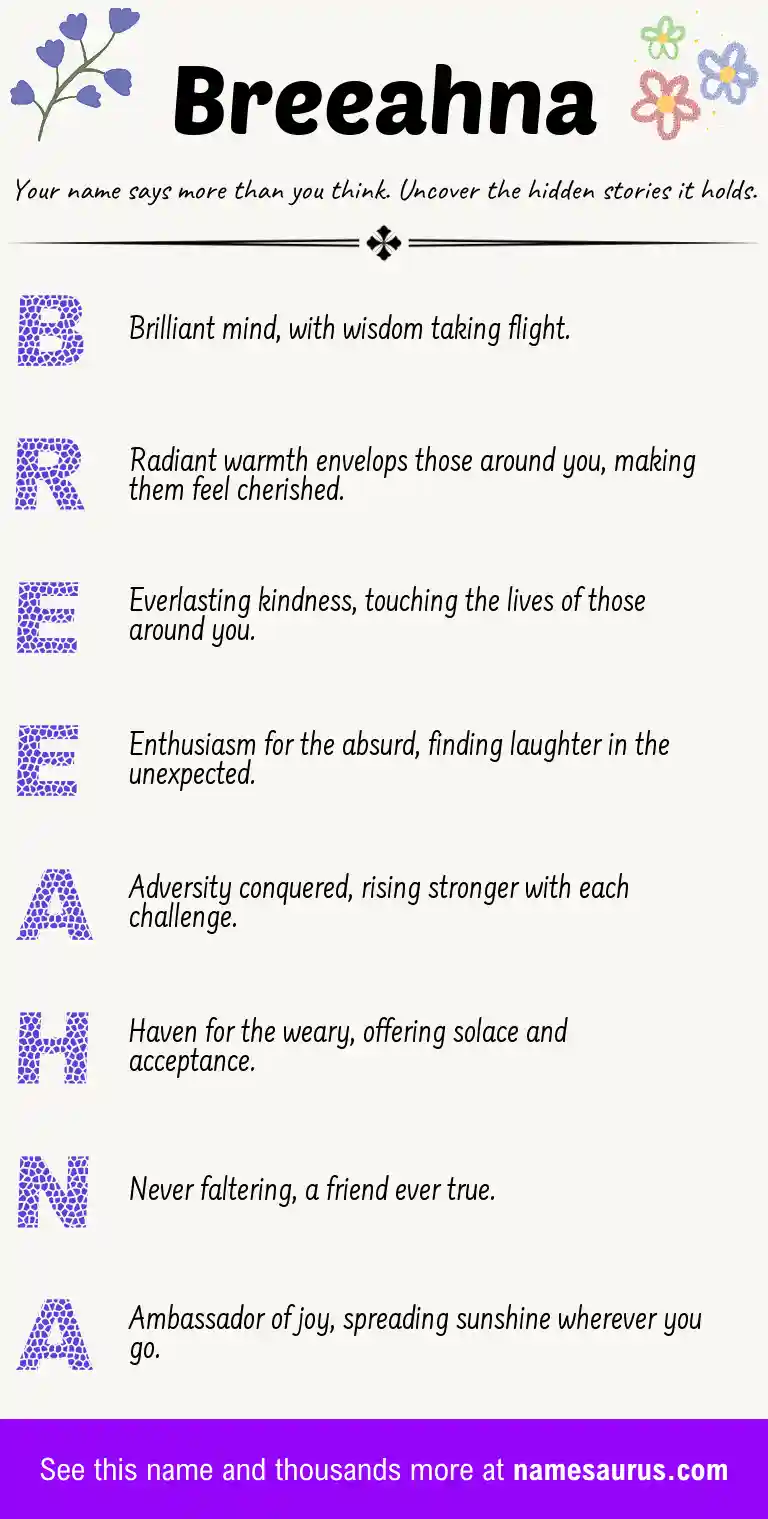 Acrostic poem about Breeahna.